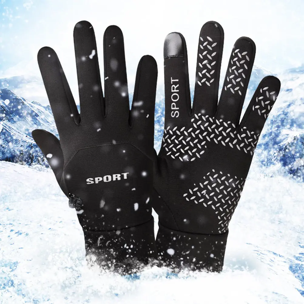 

1Pair Waterproof Winter Gloves for Men Touch Screen Compatible Finger Gloves Anti-Slip Palm Windproof Thick Lined Outdoor