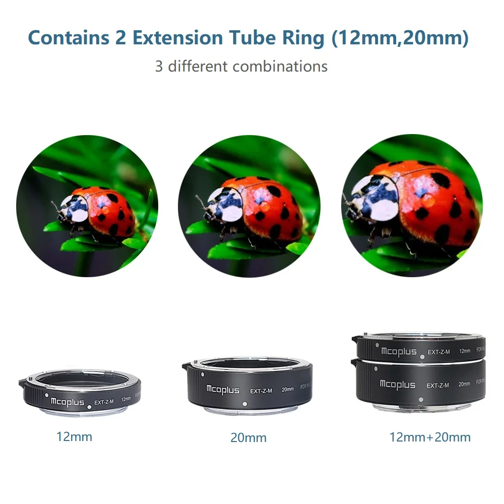 Mcoplud Auto Focus AF Macro Extension Tube แหวน 12 มม.20 มม.สําหรับ Nikon Z Mount Z9 Z8 Z7 Z7II Z6 Z6II Z6III Z5 Z50 Z30 Z fc
