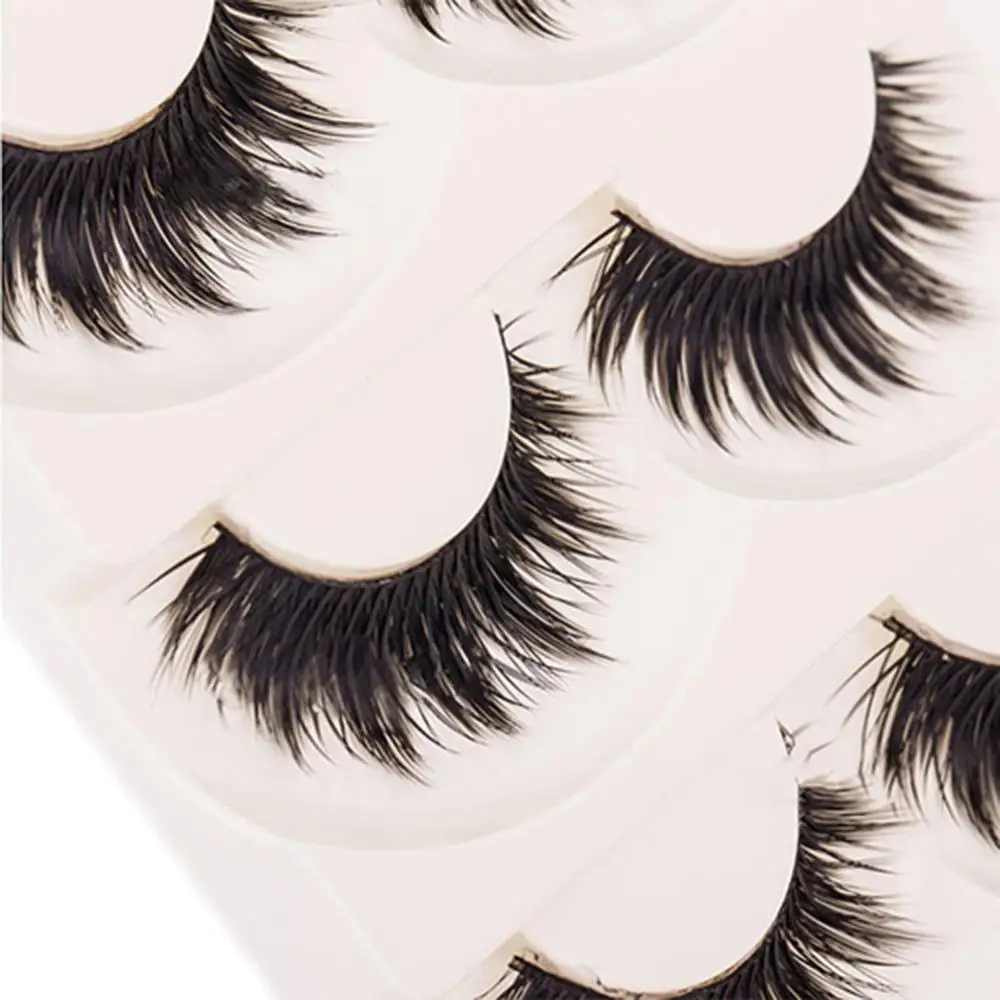 False Eyelashes Natural 5 Pairs Soft Makeup Thick False Eyelashes Eye Lashes Long Black Nautral Handmade Makeup Accessories