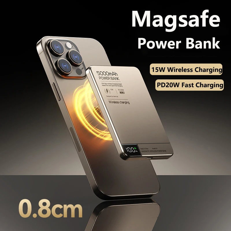 

Slim Magnetic Power Bank 10000mAh PD20W Portable Charger Wireless Fast Charging External Battery for iPhone 16 Samsung Powerbank