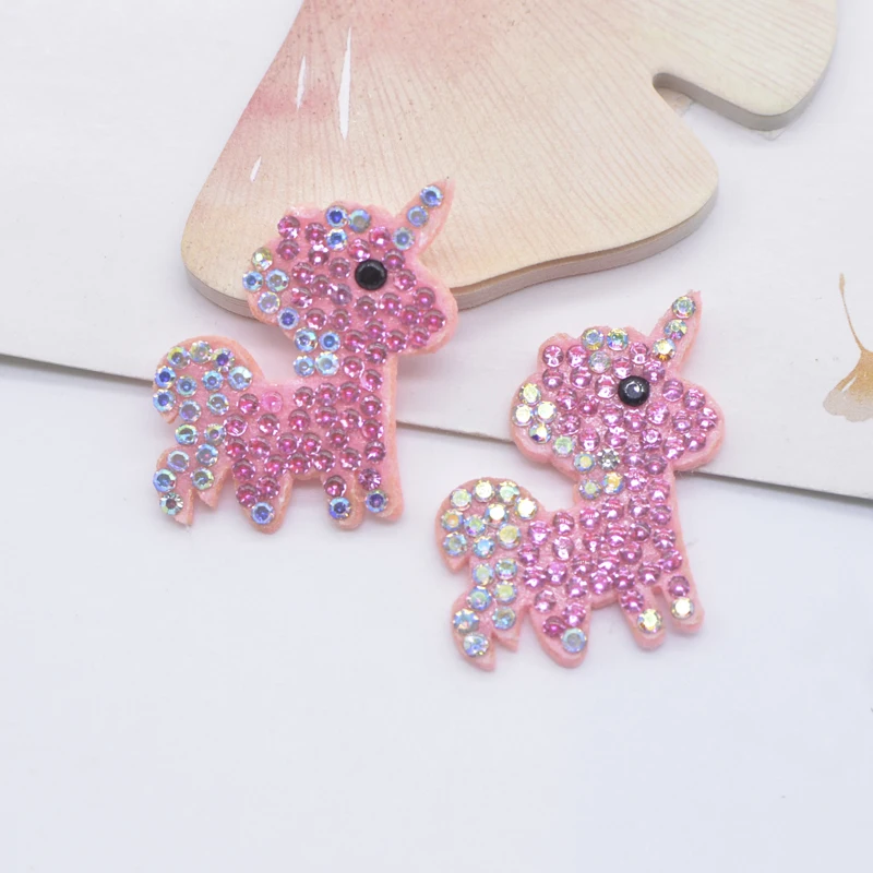 12Pcs 27*30mm Bling Kawaii Unicorn Rhinestone Patches for DIY Clothes Hat Decor Headwear Hairband Supplies Accessories Applique view 5