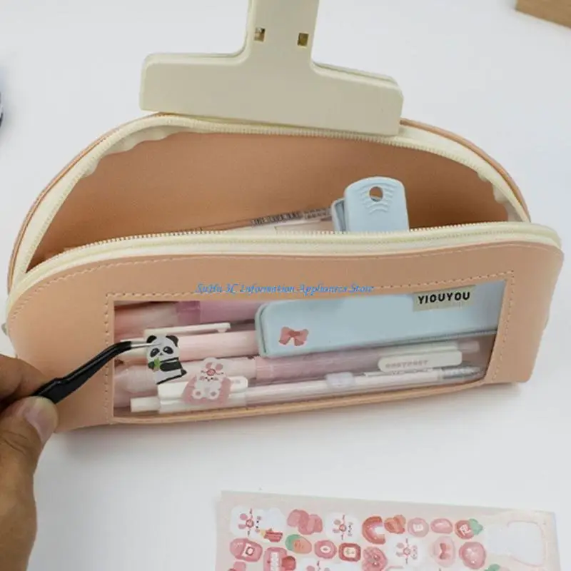 

Large Leather Pencil Bag Water Resistant Clear Pen Pouches Pen Organizers