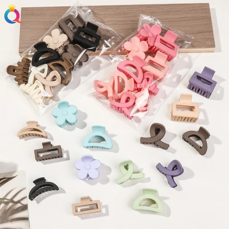 5/10 Pcs Small Flower Hair Claw Clips for Women Girls,Matte Rectange Jaw Clips,Semicircle Barrettes for Thin Hair