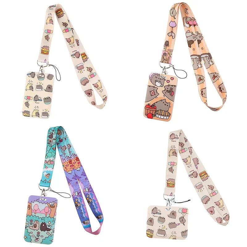 Pusheen Cat Cases Card Students Lanyard Cartoon Anime Figures Fat Cat Card Holder Phone Rope Accessories Keychain Decoration Toy