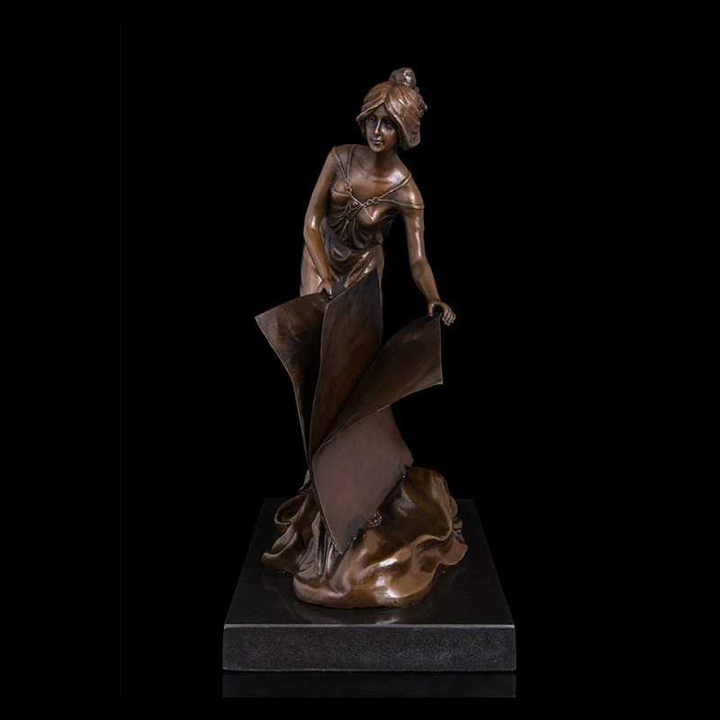 WPA-398 Western Bronze Statue Female Sculptures Woman with Book Figurines Modern Lady Sculpture Festival Decoration