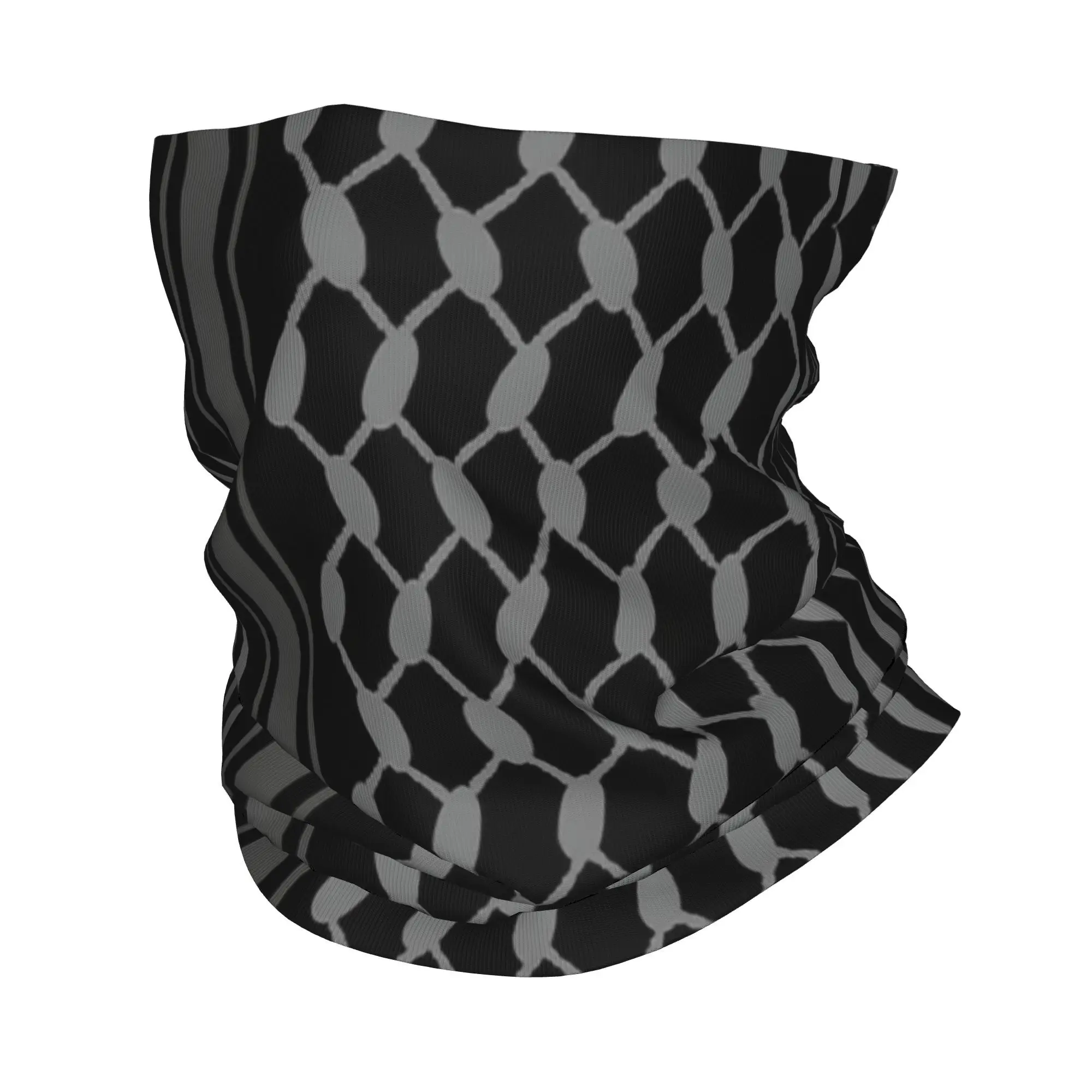 

Keffiyeh In Black Bandana Neck Cover Printed Arabic Wrap Scarf Multi-use Face Mask Riding for Men Women Adult Breathable
