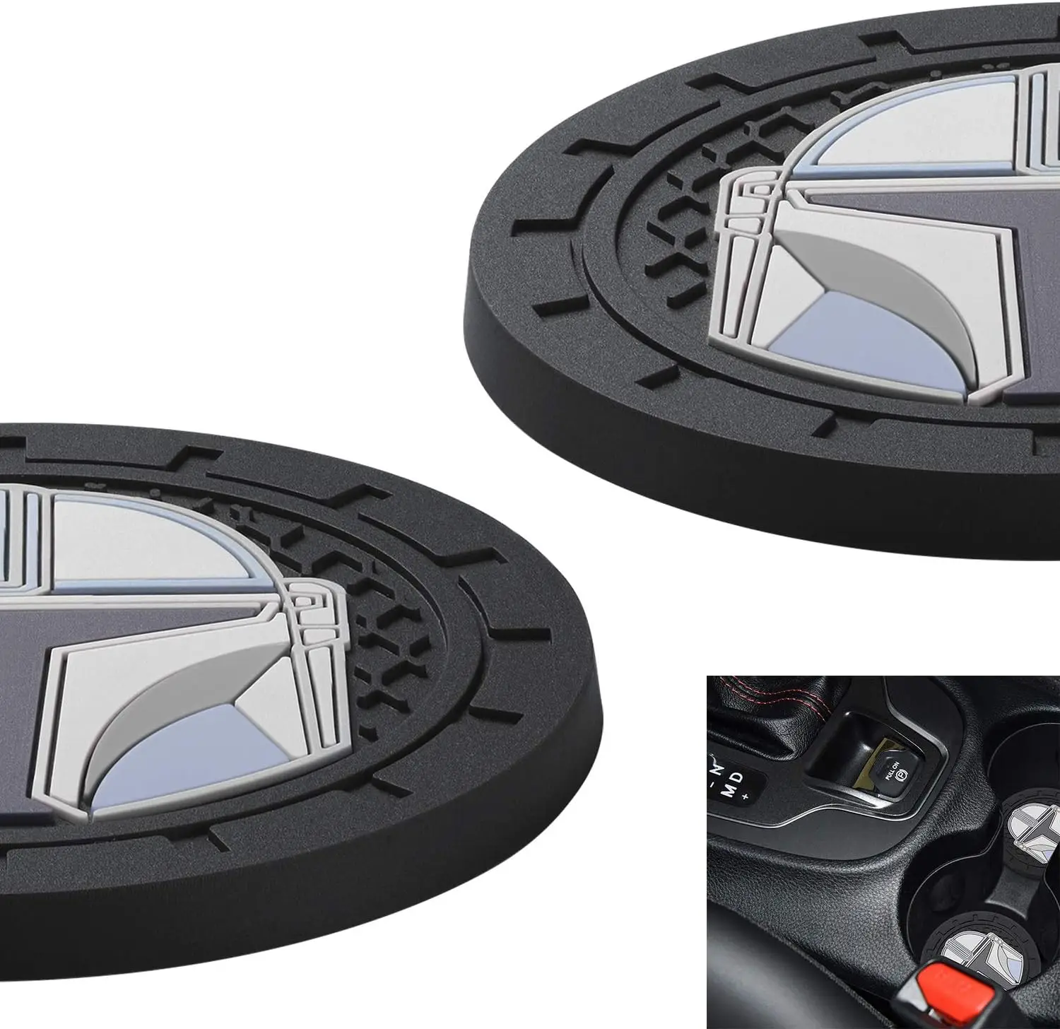 Für Mandalorianer Getränkehalter Untersetzer Fit Acura Audi VW Honda Toyota KIA BMW Lexus Jeep Dodge Benz Volvo Chevrolet Nissan Ford 2 Stück – Detail 3