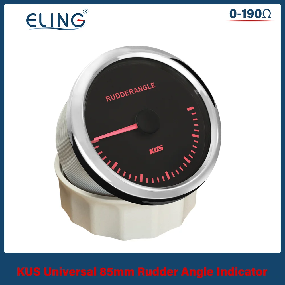 KUS 52 مللي متر 85 مللي متر مؤشر زاوية الدفة 0-190ohm مقياس الإشارة مع إضاءة خلفية حمراء صفراء 12 فولت 24 فولت لليخوت القوارب البحرية