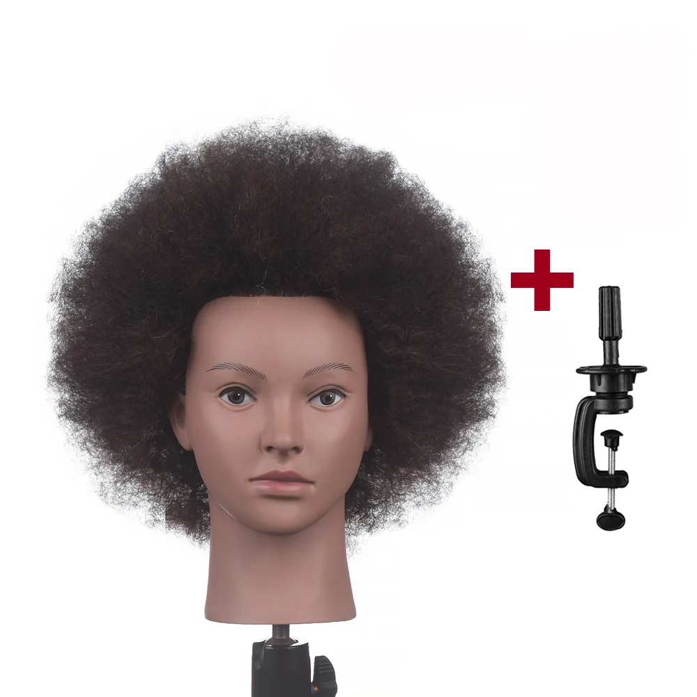 Afro Mannequin Heads With 100%Real Human Hair Hairdressing Training Head For Salon Cosmetology Manikin Dummy For Doll Heads Hair