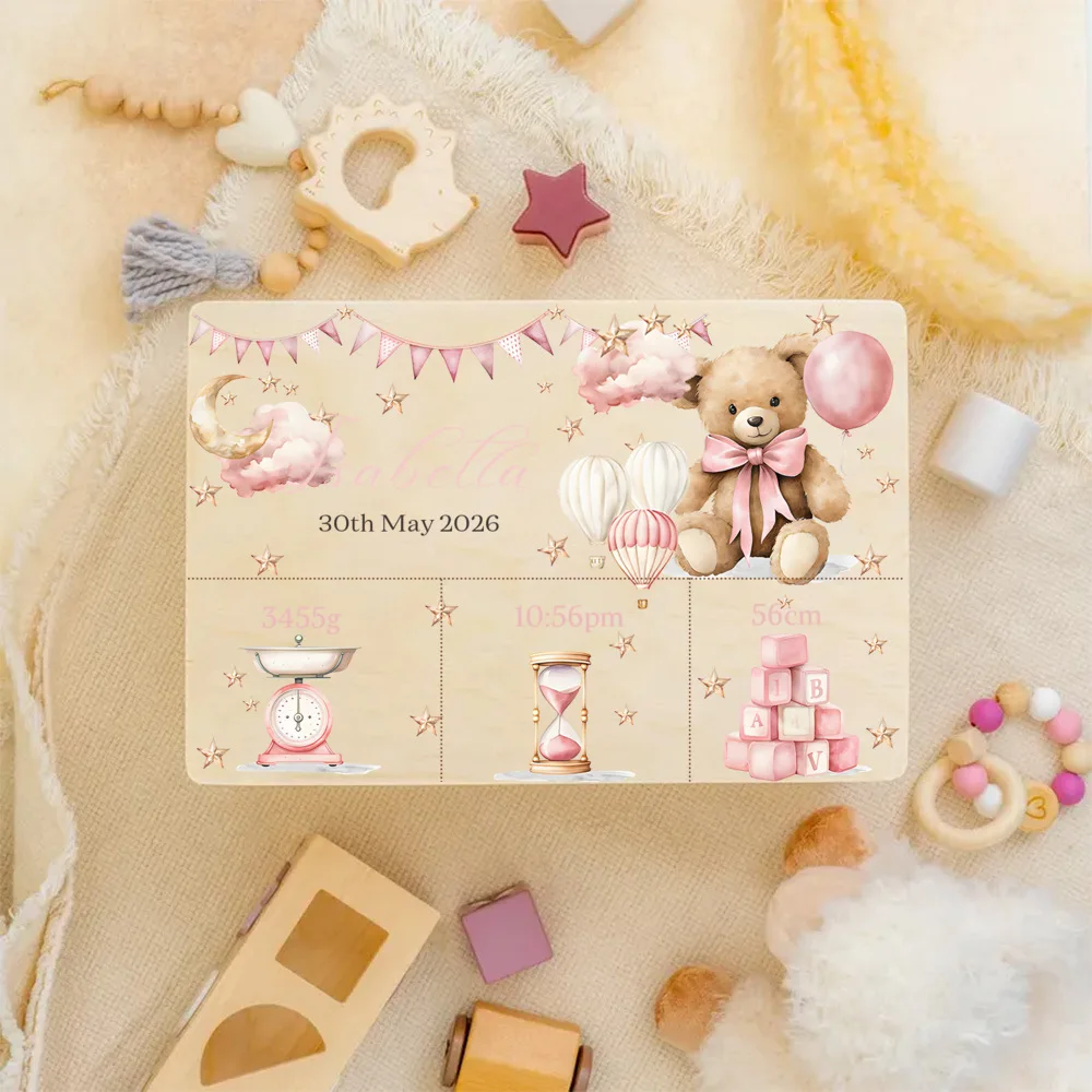 Benutzerdefinierte Baby Holz Memory Box Neugeborenen Dusche Geschenk personalisierte Säugling Andenken Box Baby Geburt Stats Box Nabelschnur Box