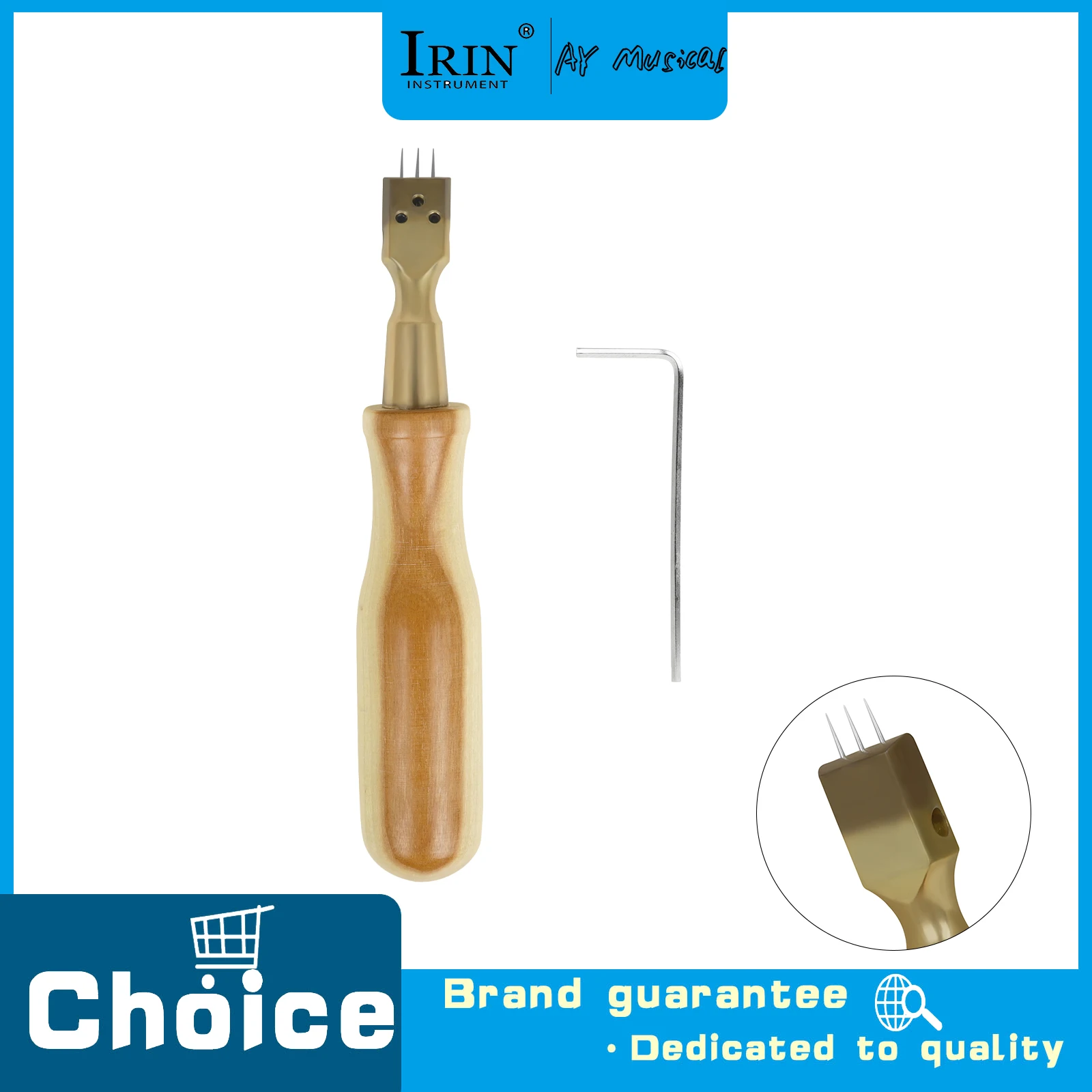 PO-28 Piano Voicing Tool Needle Head Wooden Non-slip Handle Wrench Piano Maintenance Tuning Tool for Professional Piano Repair