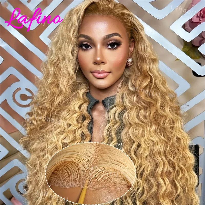 

13x4 Deep Wave 30 Inch 250% Full 13x6 Hd Lace Front Wig For Women 27#Light Brown Color Water Honey Blonde Remy Human Hair