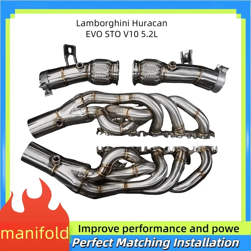 For Lamborghini Huracan EVO STO V10 5.2L High Flow Exhaust Manifold Downpipe quality Stainless Steel Exhaust Modification