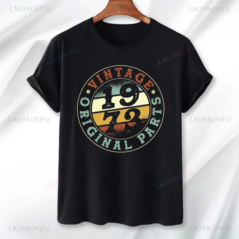 LEGEND SINCE JULY1973 Tshirts Men Retro Style Streetwear T Shirt 1973 Birth Year August Unisex Tshirt Cotton Top Vintage Clothes