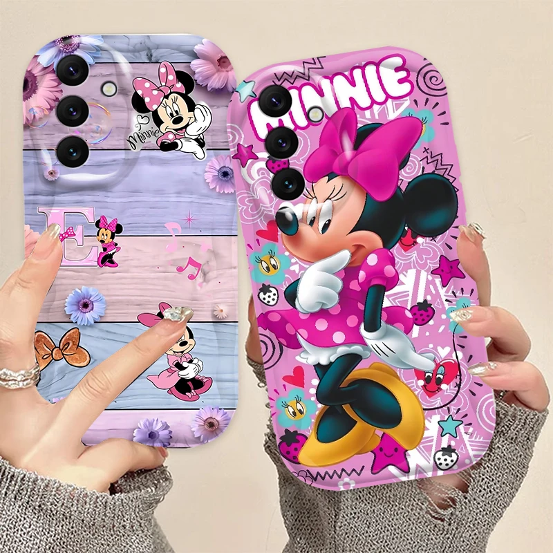 Disney Minnie Pink For Samsung A55 A54 A53 A52 A35 A34 A33 A32 A25 A24 A23 A22 A21S A15 A13 A14 5G Wave Oil TPU Phone Case