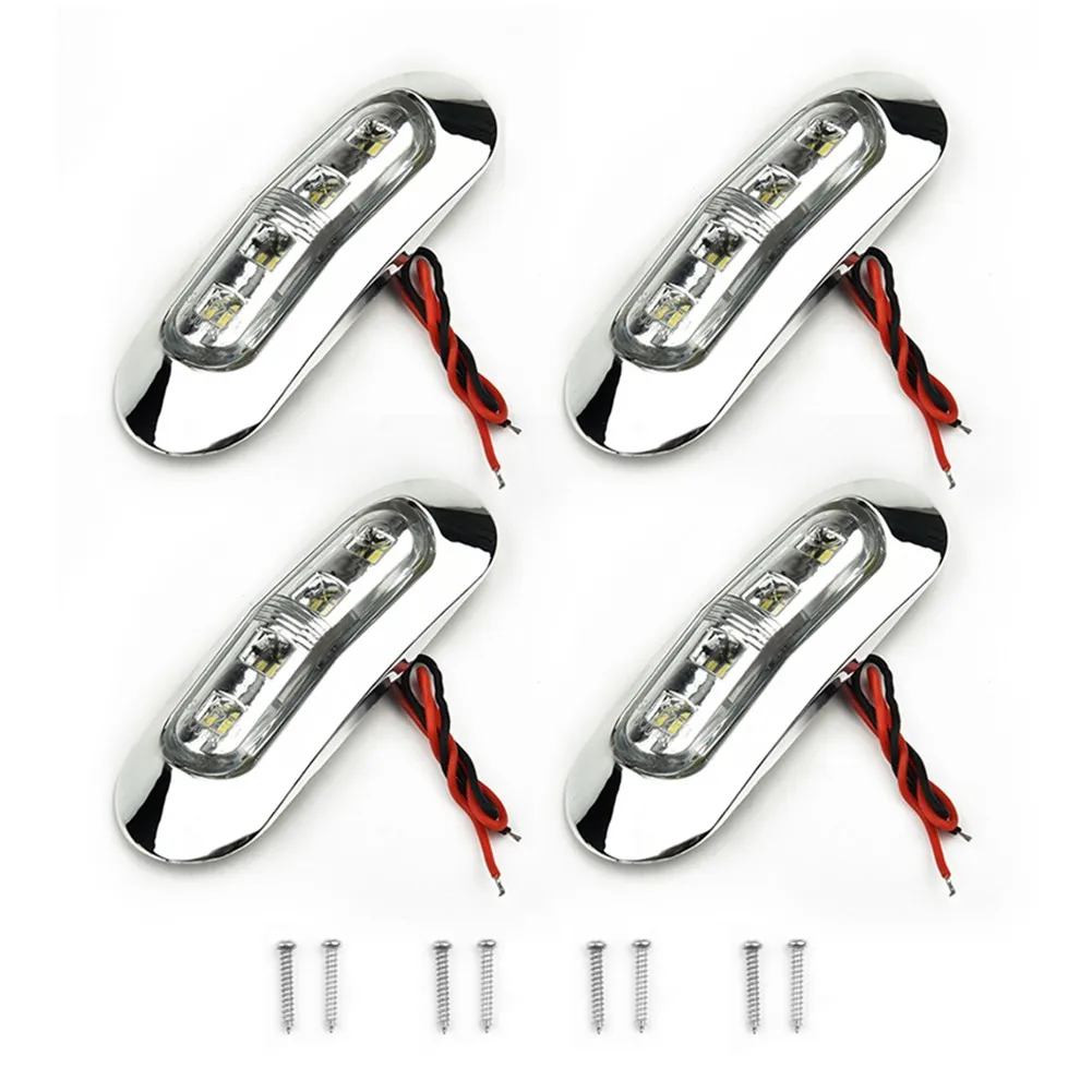 4PCS Marine Boat LED Courtesy Lights Cabin Deck Walkway Boat Navigation Lights White 3.7