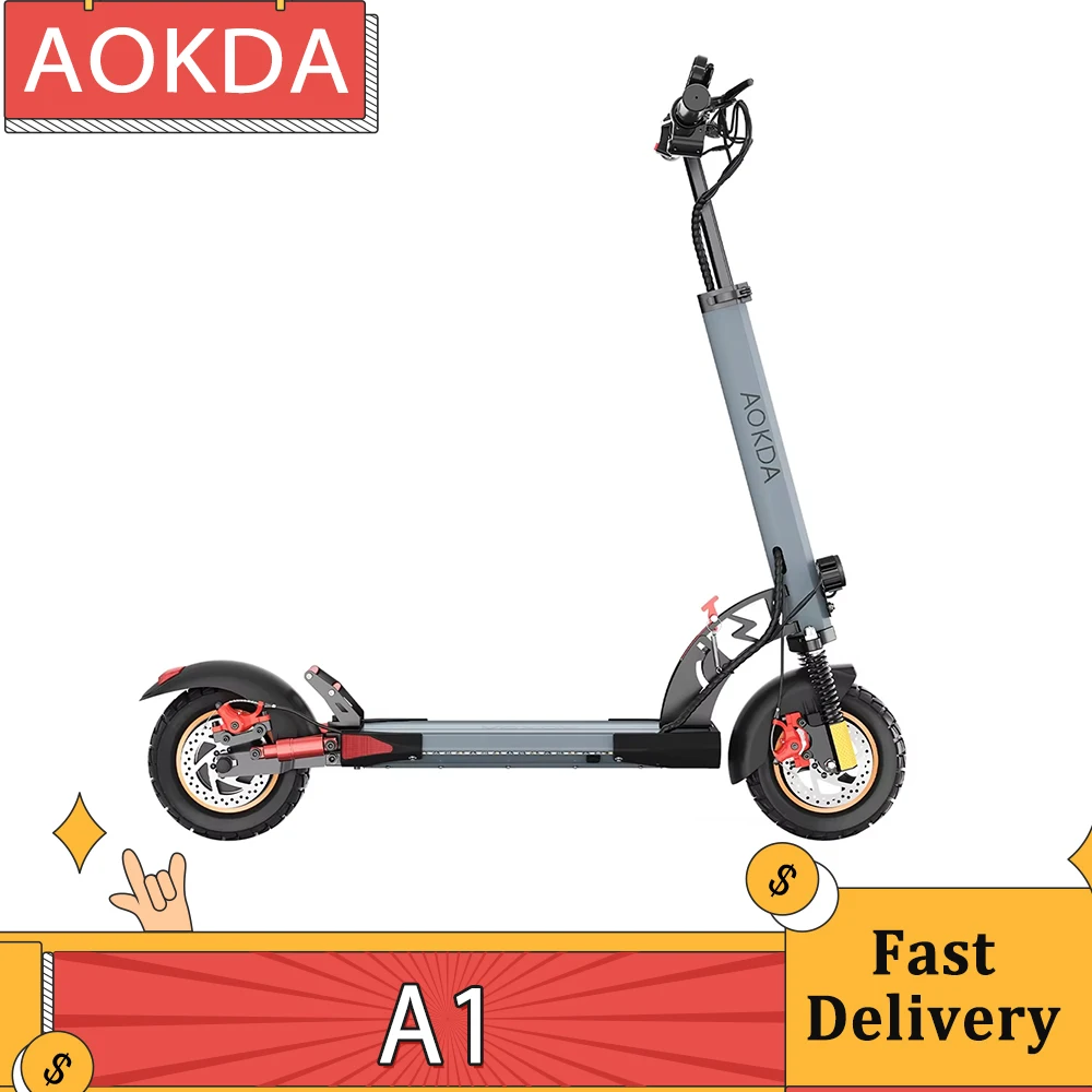 AOKDA A1 Folding Electric Scooter 800W Motor 48V 12.5Ah Battery 10-inch Pneumatic Off-Road Tires 45km/h Max Speed 25km Max Range