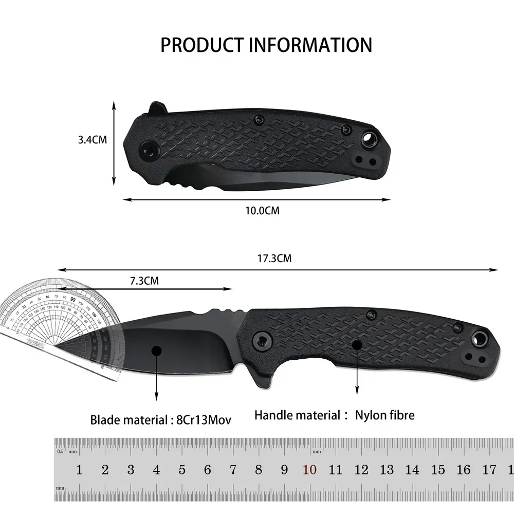 Tactical KS 1407 Conduit Assisted Flipper Folding Knife 8Cr13Mov Blade Nylon Fiber Handles Outdoor Pocket Knives EDC Tool