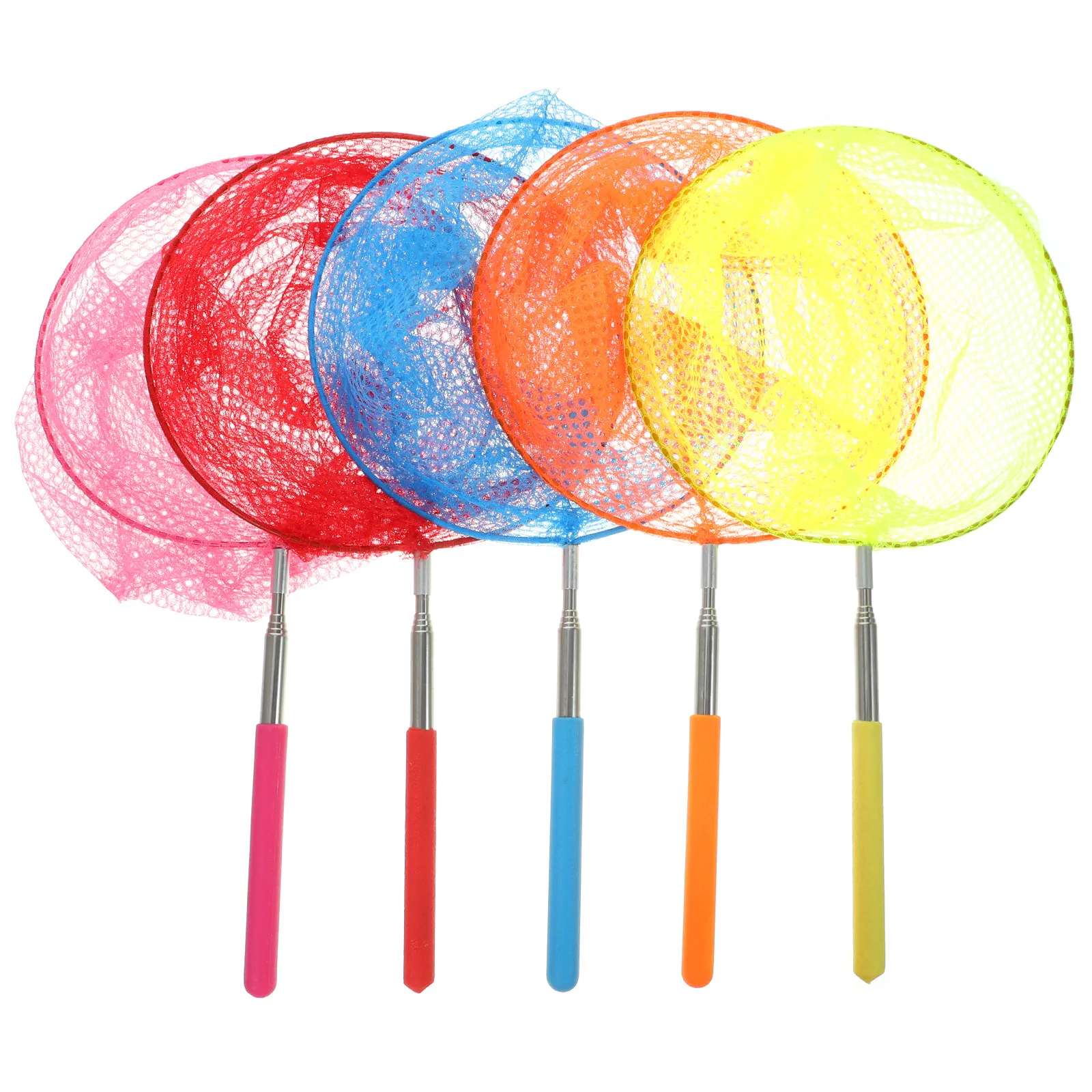 

Набор из 5 телескопических сачков-бабочек из нержавеющей стали для детей, с нейлоновой сеткой, для ловли насекомых, многофункциональная рыболовная сеть, для чистки бассейнов