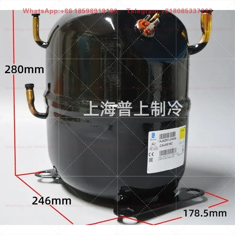 220V Tecumseh Refrigeration Compressor TAJ4519T CAJ4519Z, Welding Type Hermetic Reciprocating Compressor for Cold Storage