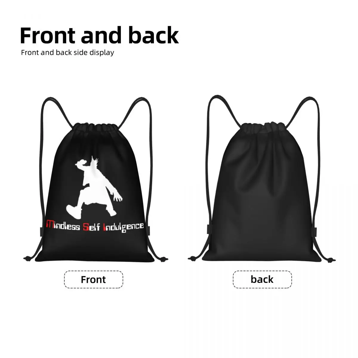 Custom Msi Mindless Hip Hop Punk Rock Self Indulgence Drawstring Backpack Bags Lightweight Electro Gym Sports Sackpack Sacks