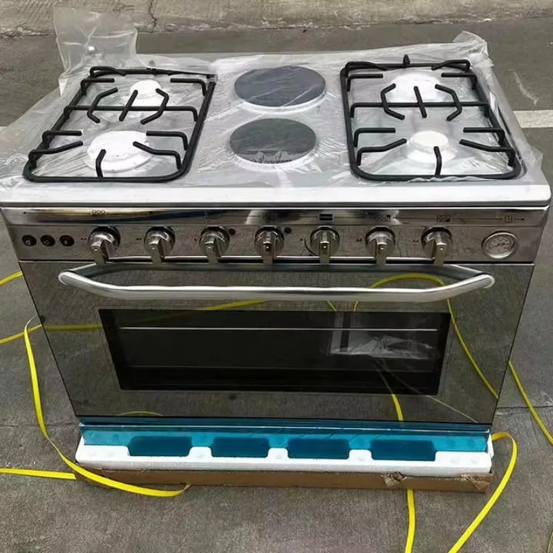 

Easy to Operate Kitchen Stove Gas Cooker 4 burner and 2 Electric Plate with Oven Range Combi Oven Gas