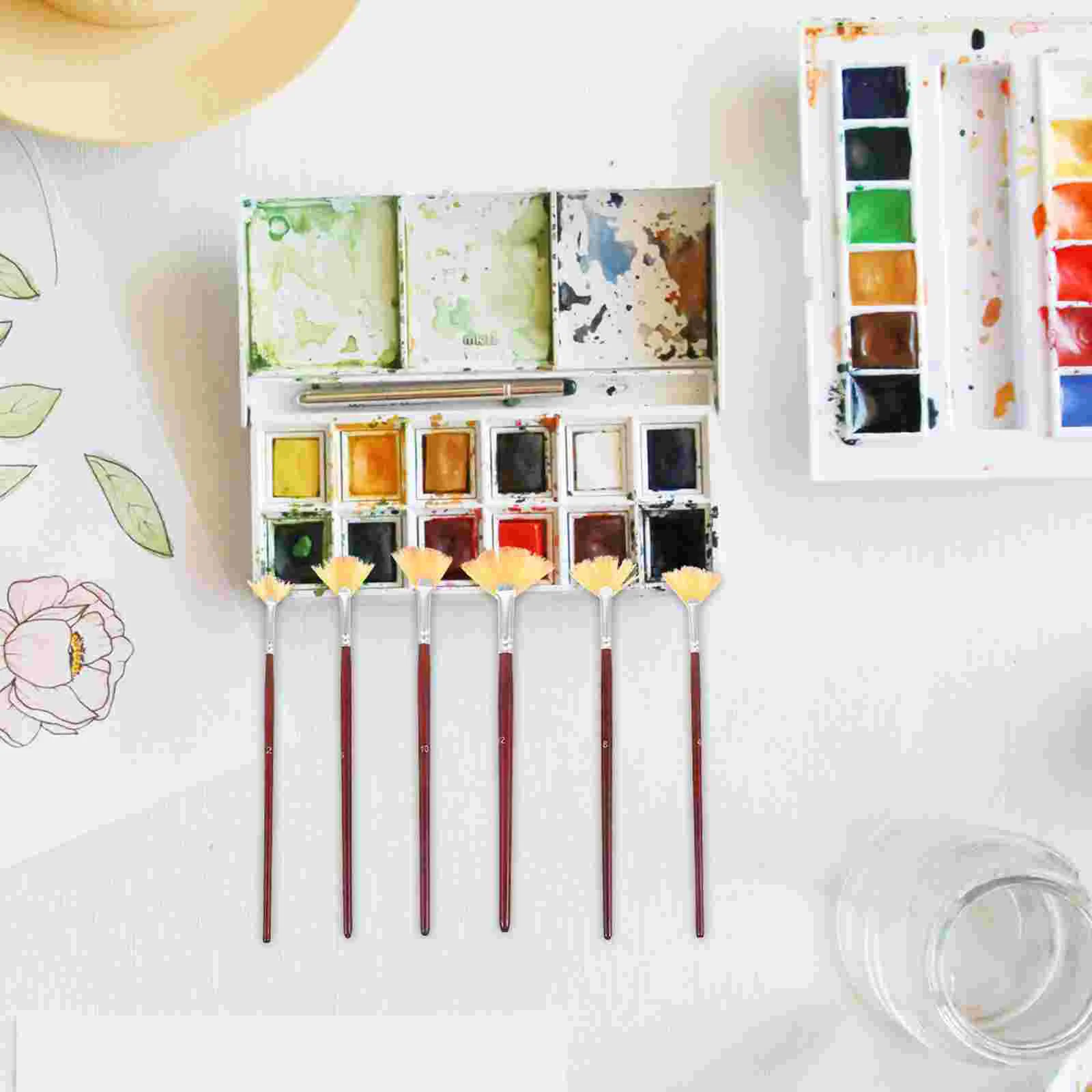 6 Pcs Set Convenient Painting Multi-function Portable Wear-resistant Watercolor Practicing