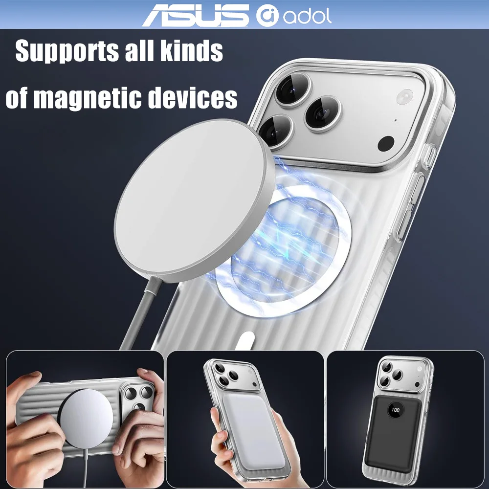 ASUS Thin Magnetic Phone Cover for IPhone17 18 Pro Max Corrugated Back Anti-Fingerprint Shockproof Case Skin-Friendly Feel