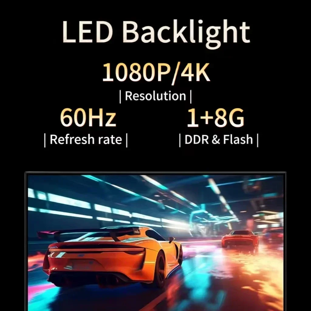 تلفزيون LED ذكي رفيع بدقة 4K عالي الدقة - تلفزيون زجاجي مزدوج أمامي عالي الجودة مقاس 65/75/85/100 بوصة