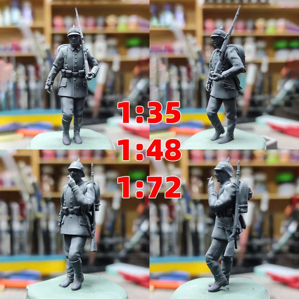 Maßstabsgetreuer Miniatur-Modellbausatz Deutsche Soldaten im Marsch Figuren Militär-Diorama 5-teiliges Set 1914–1918 1/35 1/48 1/72 – Detail 2