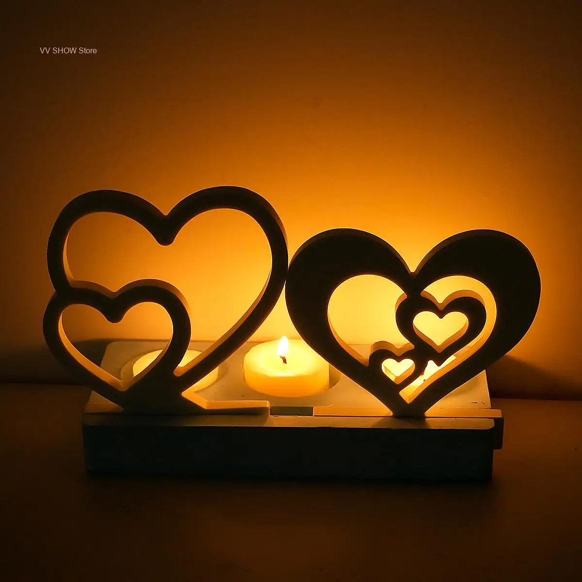 Double Heart Candle Holder Silicone Mold Creative Love Gypsum Concrete Valentine's Day Candlestick Resin Mold DIY Craft Ornament