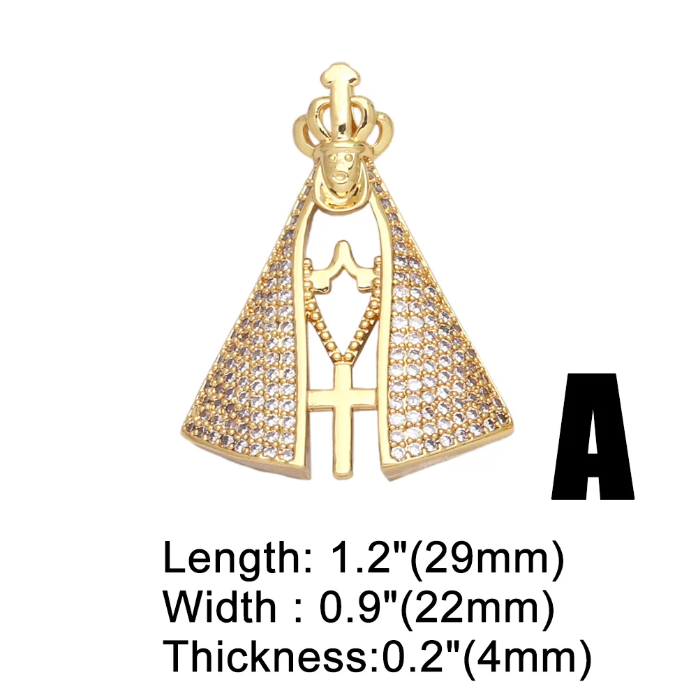 OCESRIO Virgin Mary Necklace Pendant for Jewelry Making Gold Plated Copper Christianity Findings for DIY pdta668