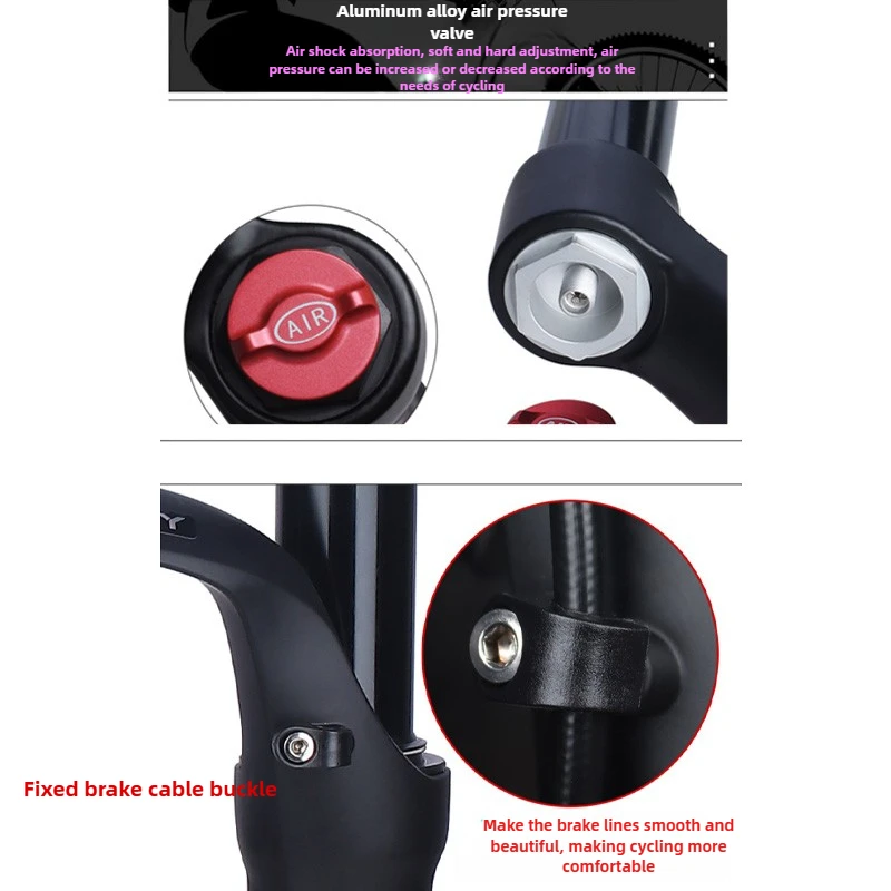 BOLANY Dual Air MTB Suspension Fork 26/27.5/29 Inch Remote/Shoulder Control Lockout Damping Adjustment Magnesium Alloy Fork Legs