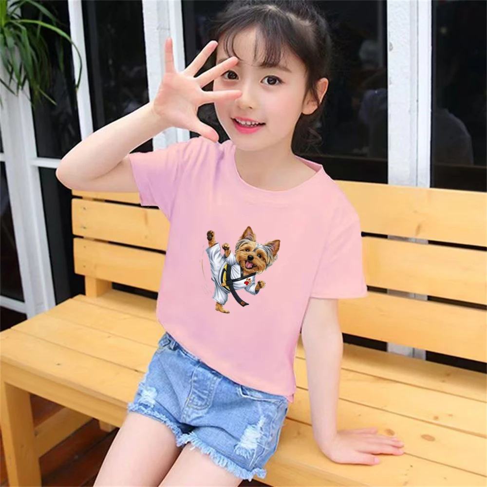 يوركشاير جحر فنون الدفاع عن النفس تي شيرت مطبوع الفتيان/الفتيات التي شيرت الأطفال سن 3-12 جولة الرقبة قصيرة الأكمام أعلى أبيض أسود أحمر