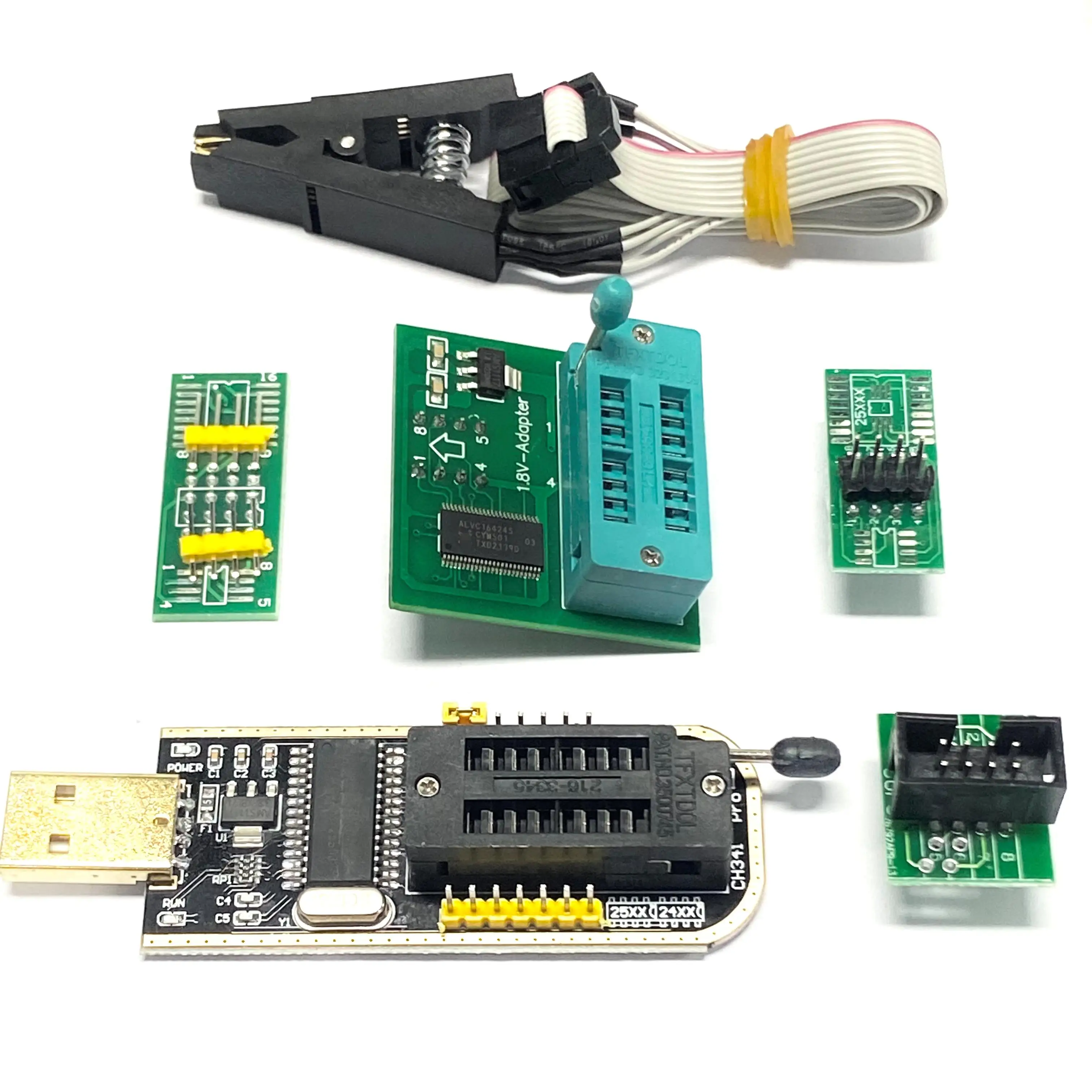 CH341A CH341 24 25 Series EEPROM Flash BIOS USB Programmer Module SOIC8 SOP8 Test Clip For EEPROM 93CXX / 25CXX / 24CXX