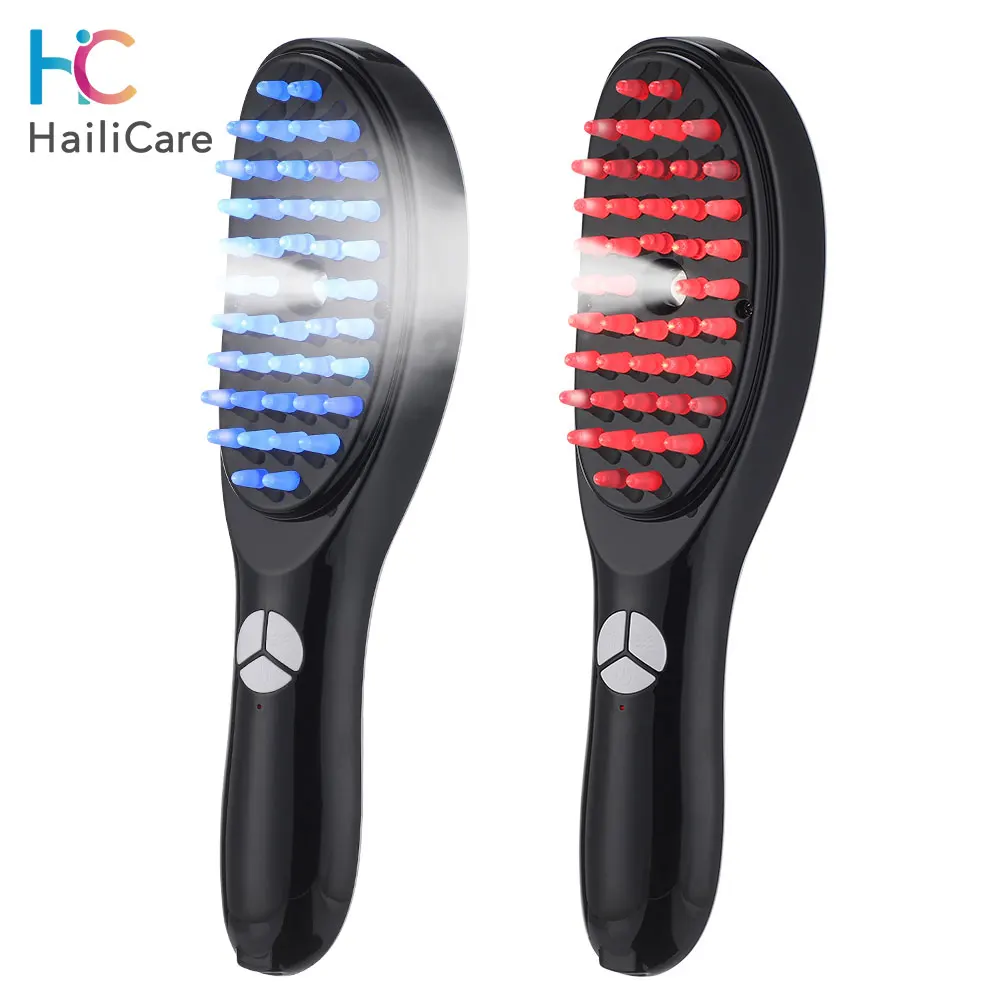 Electric Vibration Massage Comb Hair Growth Loss Therapy Mist Comb Infrared LED Red Blue Light Vibration Massage Hair Care