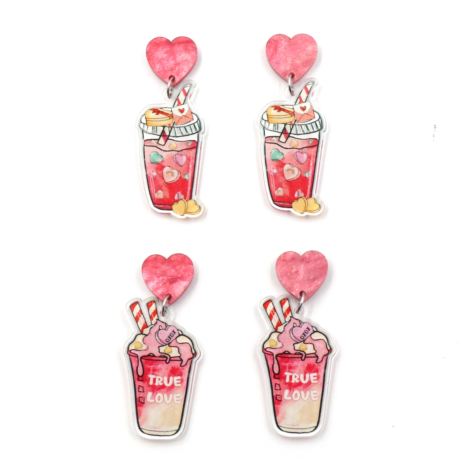 1pair New product CN Drop coffee cup TRENDY Valentine's Day Acrylic earrings Jewelry for women