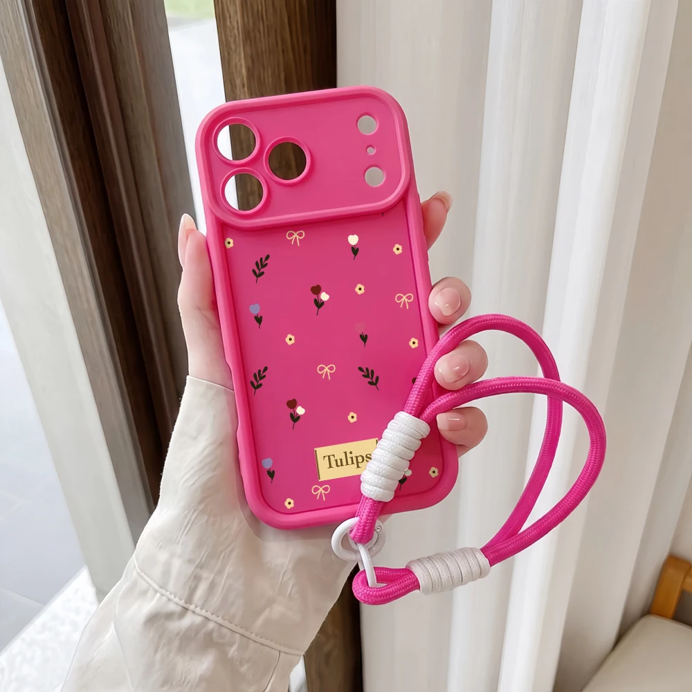 Handyhülle für Samsung Galaxy Note 20 S25 S26 Plus S24 FE S25 S24 Ultra A57 A07 5G Tulpen-Blumendruck Lanyard Silikonhülle – Detail 5