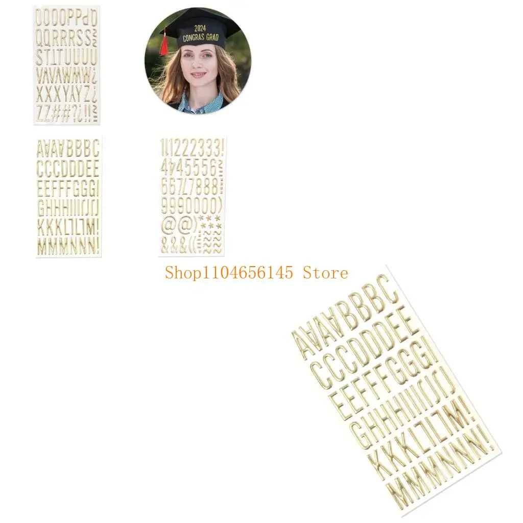 5asd Metallic Letter Sticker Nummer Sticker Goud Glinsterende PVC Sticker voor Journal Notebook Planner Scrapbooking Sticker