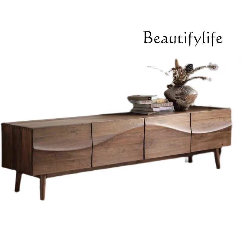 

muebles de salónNordic Solid Wood North American Black Walnut TV Cabinet Simple Living Room Solid Wood Storage Dining Side Cabin