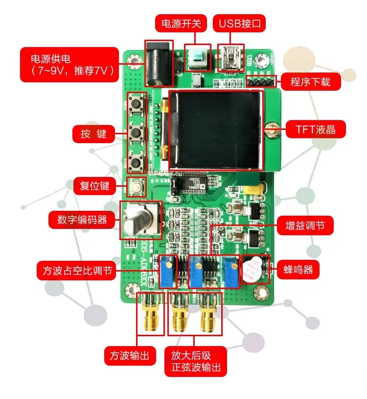 AD9851 high speed DDS module Function signal generator Compatibility 9850 Sweep frequency function