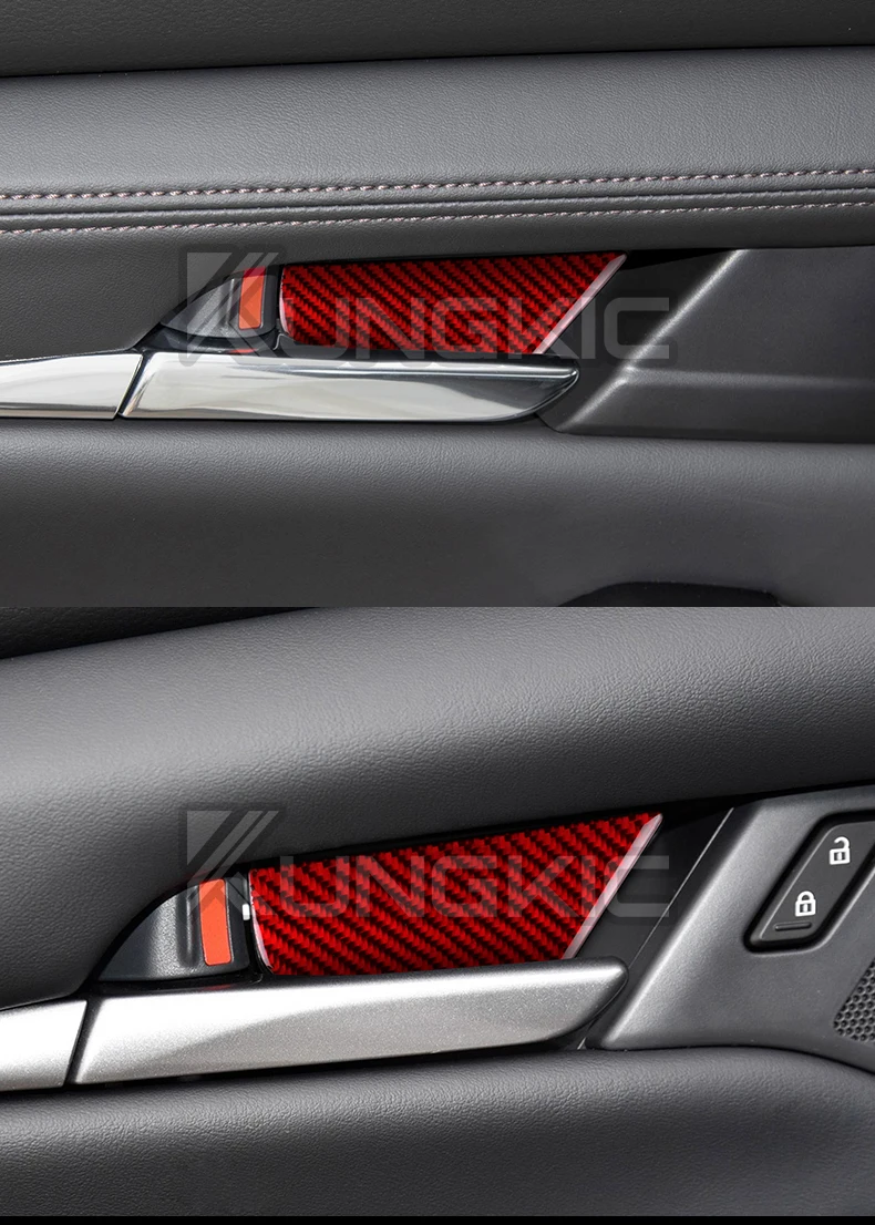 Echte weiche Carbonfaser für Mazda 3 2019 2020 2021 2022 2023 2024 2025 2026 Mazda3 Axela/CX30 20-25 Innenraum-Türschalen-Aufkleber – Detail 12
