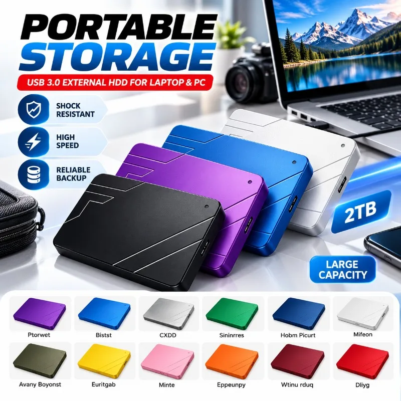 Portable USB3.0 500GB/1TB/2TB/4TB External Hard Drive High Speed Shock Resistant Backup Storage Disk For Laptop PC