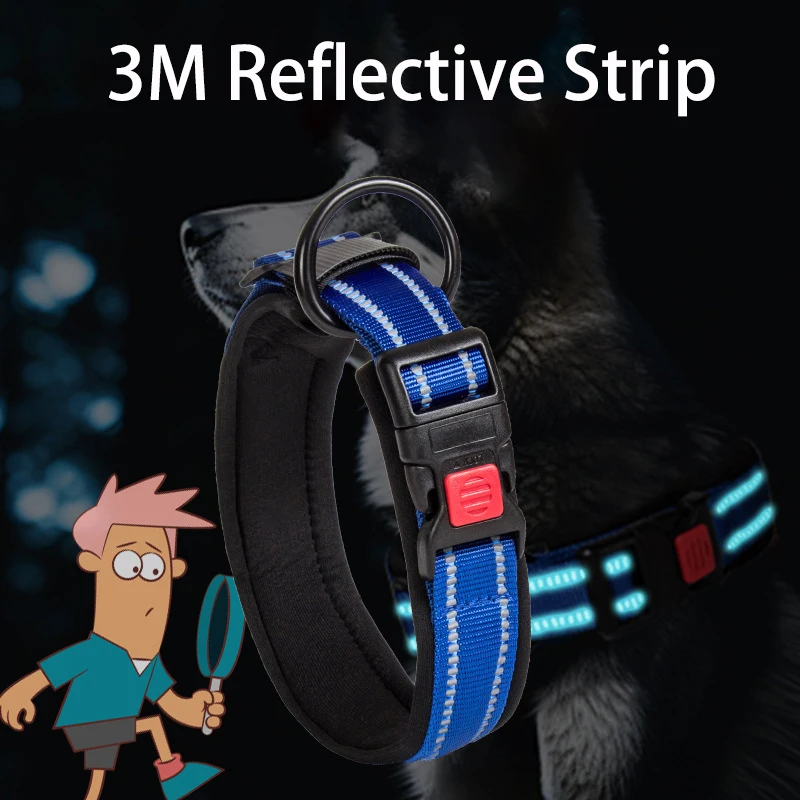 Pet Dog Collar Large Dogs Cat 3M Reflective Soft Breathable Explosion-Proof Nylon Pet Dog Collar For Small Dog Collar Para Perro