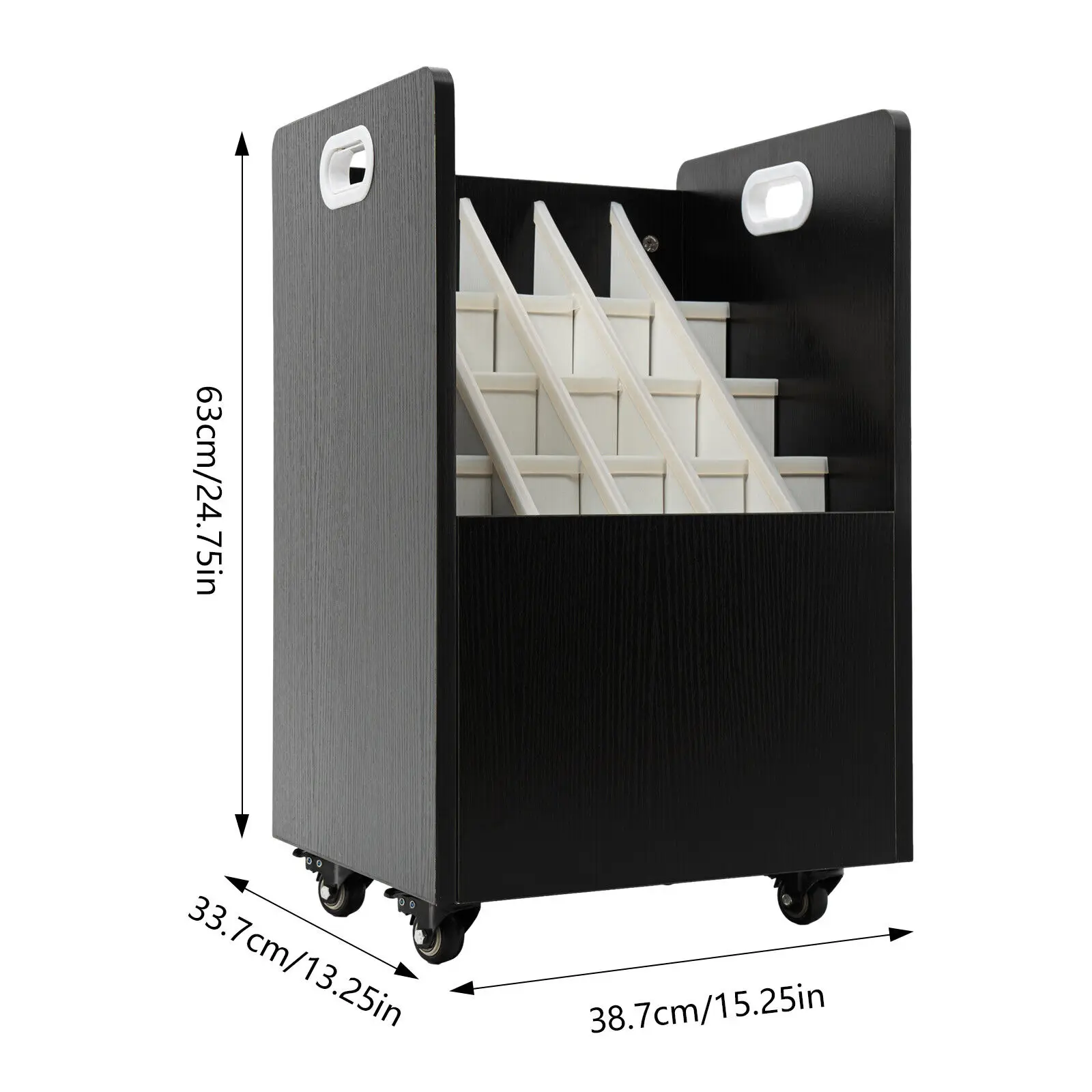 20スロットMDFモバイルロールファイルオーガナイザーカートコンパートメントカートファイルホルダー（キャスター付き）