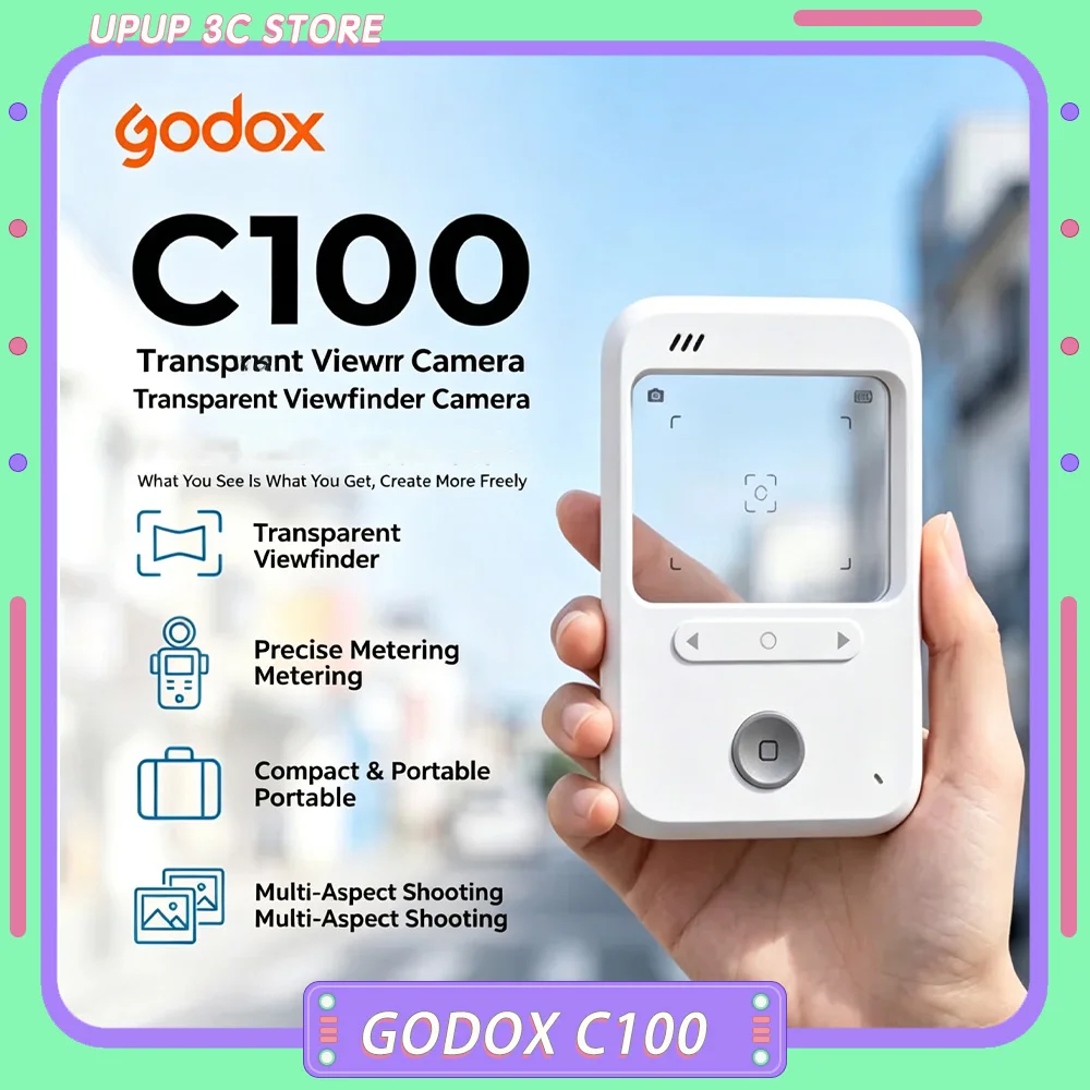 Godox C100 透明ビューファインダーカメラ ミニポータブルCCDレトロカメラ 128GB拡張ストレージ 撮影用フィルムVlogビデオギフト