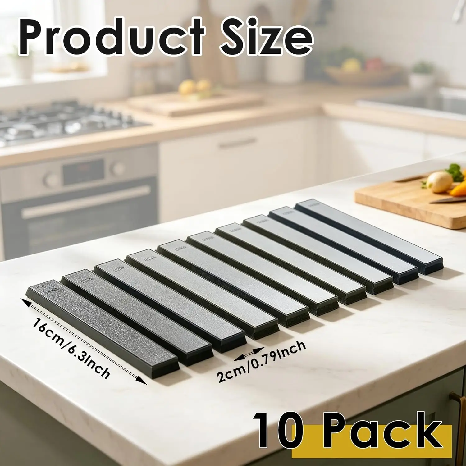 

10PCS Diamond Knife Sharpening Stones with Non-Slip Base,Multi Grit Whetstone Kit 120-3000# Professional Sharpening Stone Set