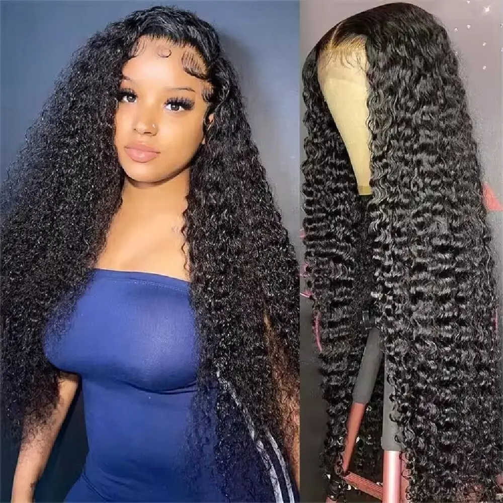 

4C Edges 4x4 Lace Closure Human Hair Wigs Pre-Pluck 150% Density Water Wave Wigs 100% Human Hair 4*4 Lace Frontal Curly Wigs