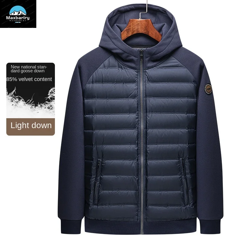 Chaqueta de plumas de ganso para hombre, abrigo de esquí informal con capucha, ropa de diseño de alta gama, ligera, invierno, nuevo, 2024