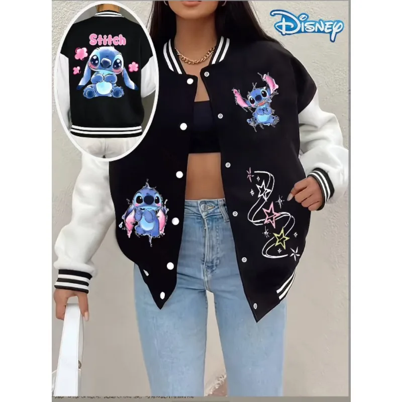 

90s Stitch Disney Hoodie Baseball Jacket Men Women Sweatshirt Kids Boys Girls Harajuku Jackets Streetwear College Coats Y2k